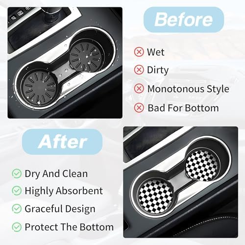 Black White Checkered Car Coasters - Image 6