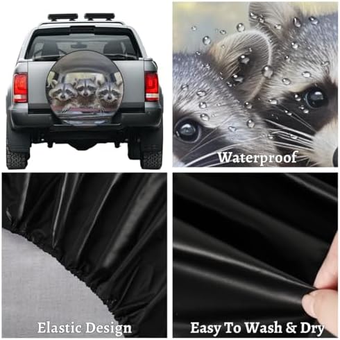 Animals Funny Raccoon Spare Tire Cover Waterproof Dust-Proof Spare Wheel Covers - Image 4