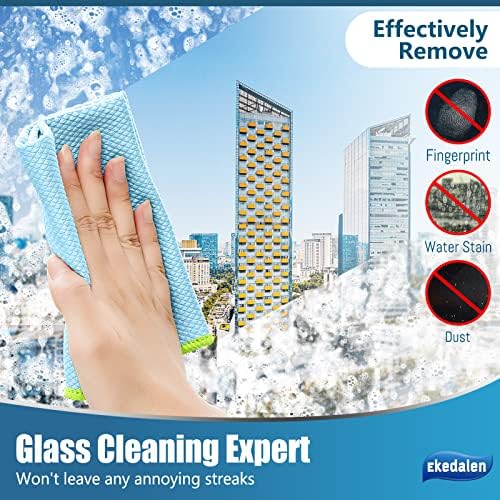 Ekedalen Microfiber Cleaning Cloth Lint Free Glass Polish, Light Blue - Image 5