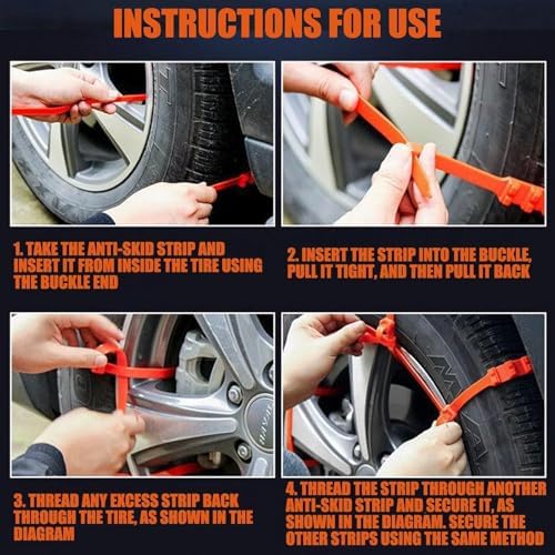 40PCS Tire Traction Straps, Zip Tie Snow Chains, Universal Reusable Anti-Skid - Image 5