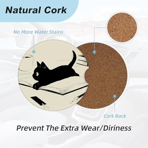 Kawaii Anime Black Cat Car Coasters - Image 4