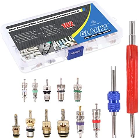 GLARKS 102Pcs Car Air Conditioner Valve Core Schrader Valve Cores Accessories by Glarks