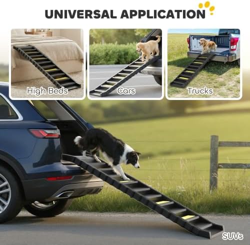 PawHut Dog Ramp for Car Truck SUV Foldable Dog Stairs for Large Dogs Black - Image 7