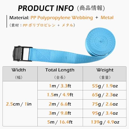TRIWONDER Cinch Tie Down Strap Lashing Straps Heavy Duty Nylon Straps - Image 2