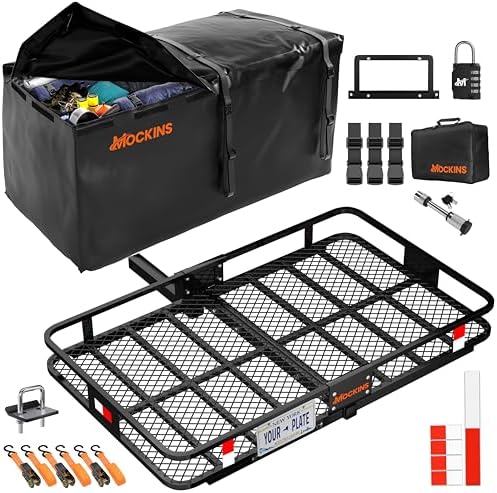 Mockins 60"x36"x6" XL Heavy Duty Trailer Hitch Cargo Carrier w/ 500Lbs. Cap by Mockins