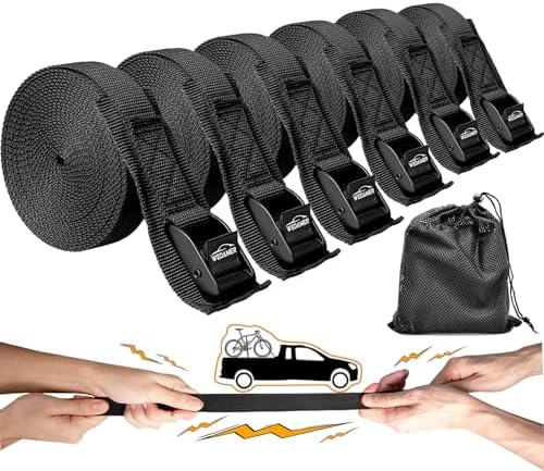 WEDAMER 6 Pack Kayak Tie Down Straps 1" x12Ft Cam Buckle Lashing Straps by WEDAMER