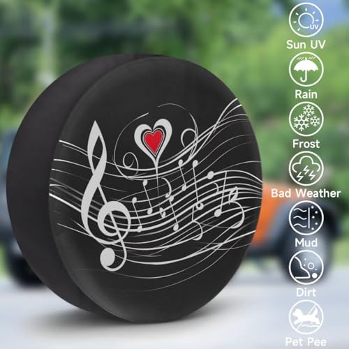 Spare Tire Cover for RV Trailer, Musical Notes Prints Tire Covers Universal Fit - Image 3