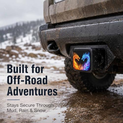 Blue Red Fire Dragon Hitch Cover Receiver Tube Hitch Plug, Tool-Free Install - Image 3