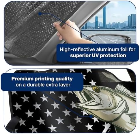 GENANY Bass Fishing Windshield Sun Shade 55 x 30 Inch - Image 4
