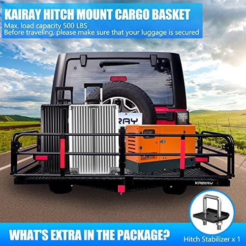 KAIRAY 500 Lbs Heavy Duty Hitch Mount Cargo Carrier 60" x 24" x 14.4" Folding - Image 6