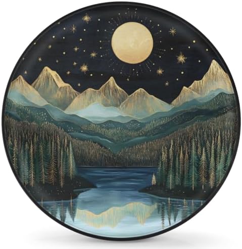Spare Tire Cover for RV Trailer, Mountains Moon Nature Waterproof Sun Leather by cfpolar