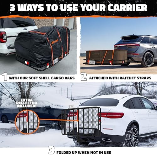 Mockins 60"x36"x6" XL Heavy Duty Trailer Hitch Cargo Carrier w/ 500Lbs. Cap - Image 5