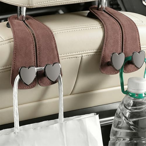 2PCS Car Seat Headrest Hooks, Heart-Shaped Twin Hook Vehicle Seat Back Purse - Image 5