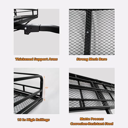 fouwick 60" x 24" x 13" Hitch Cargo Carrier | 600 Lbs Heavy Duty Folding - Image 4