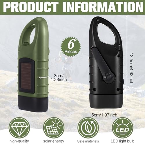 Mudder 6 Pack Hand Crank Flashlights Solar Powered Flashlight - Image 2