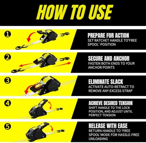 Retractable Ratchet Straps, Motorcycle, Pickup Truck - Image 5