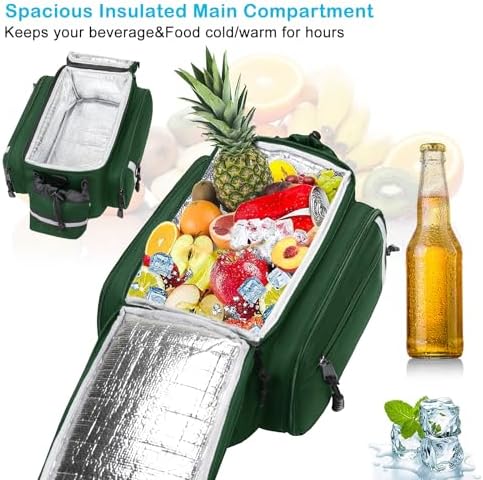 MOSISO Bike Rack Bag with Rain Cover, Bike Trunk Cooler Handag, Jungle Green - Image 4