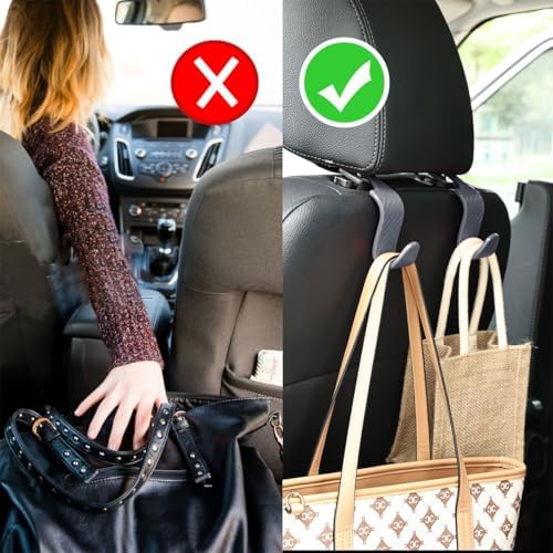 Osilly Car Seat Headrest Hook, 4 Pack Auto Seat Hanger Storage Organizer - Image 5
