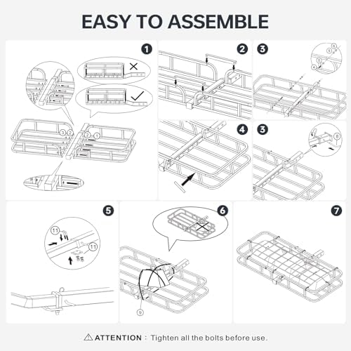 Forluck 53" x 19" x 5" Hitch Mount Cargo Carrier, 500 lbs Capacity Heavy Duty - Image 6
