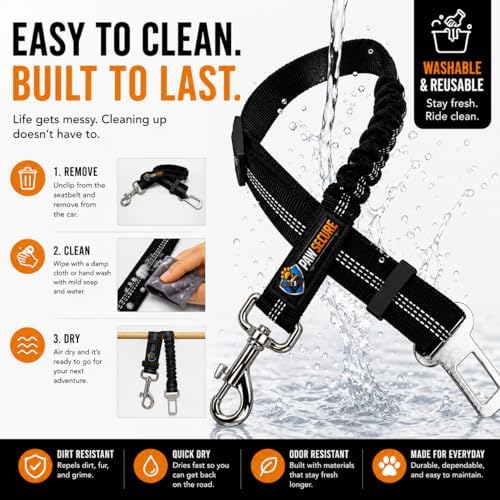 Dog Seat Belts, Durability Retractable Dog Car Harness Adjustable Bungee Saftey - Image 4