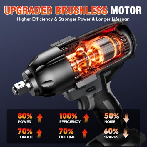 SOARFLY 1/2" Cordless Impact Wrench, 738 Ft-lbs Impact Gun - Image 2