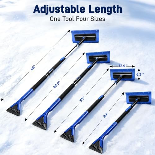 48" Snow Brush and Ice Scraper for Car, EVA Foam Head Snow Remover - Image 4