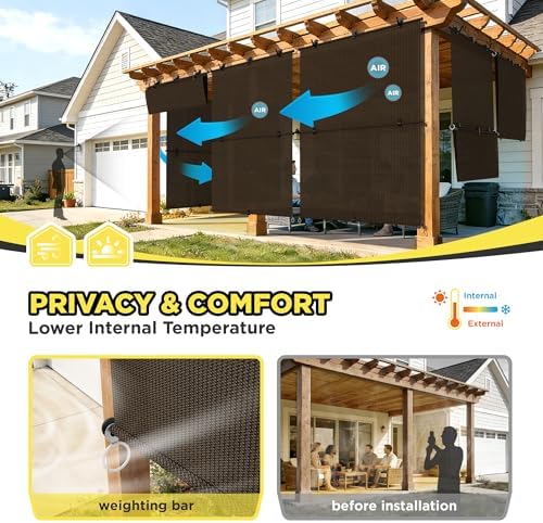 Outdoor Roller Shade 4'W x 7.5'H Cordless Shades Roll Up, Folding Exterior - Image 4