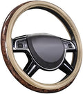 CAR PASS Wood Grain 14.5-15 inch Microfiber Leather Steering Wheel Cover by CARPASS