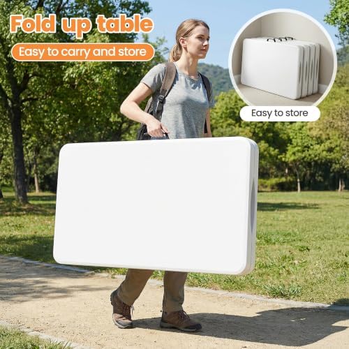 White 6 FT Folding Table and 6 Plastic Folding Chairs - Image 6