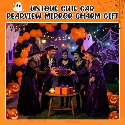 Rislobx Witch Hat Spider Web Car Charm, Halloween Mirror Hanging Ornament - Image 7