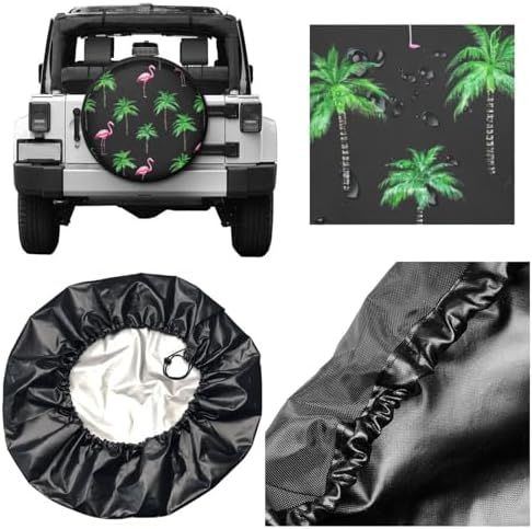 Palm Flamingos Black Spare Tire Cover - Image 3