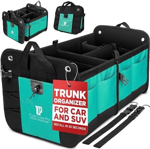 Teal Car Trunk Organizer for SUV & Auto Cargo Storage by TRUNKCRATEPRO