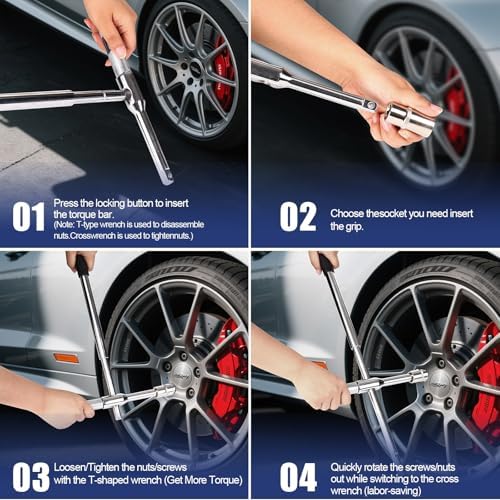 Lug Wrench, 4 Way Tire Iron for Car, Tire Wrench - Image 6
