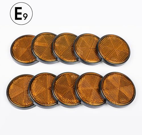 10 Pack Yellow Self Adhesive Round Reflectors, E9 Approval - Image 4