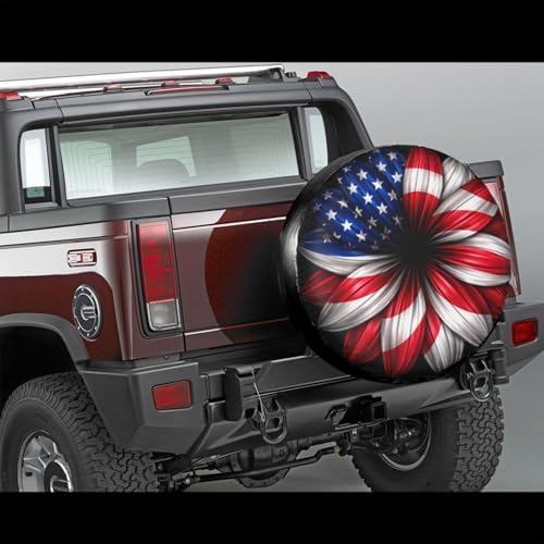 Spare Tire Cover，USA Flag Flower Camper Spare Tire Cover Waterproof Sun - Image 4