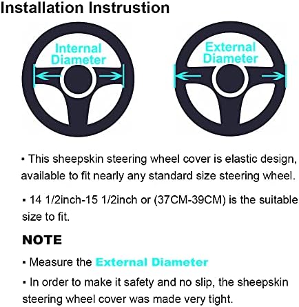 OGLAND Fuzzy Sheepskin Car Steering Wheel Cover - Image 2