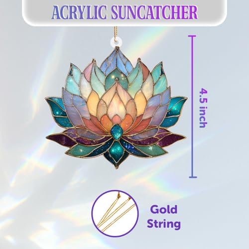 Lotus Stained Glass Acrylic Ornament – Colorful Lotus Flower Suncatcher - Image 4