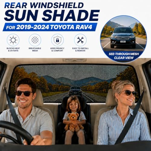 Rear Window Shade for Toyota RAV4 2019-2024 Breathable Mesh Sunshade - Image 5