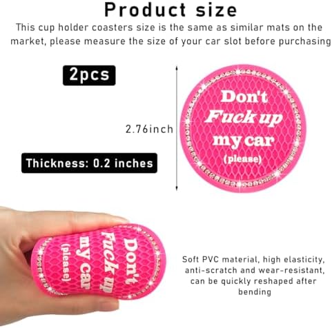2 PCS Bling Car Cup Coaster, 2.75 Inch Anti-Slip Cup Holder Insert Coasters - Image 2