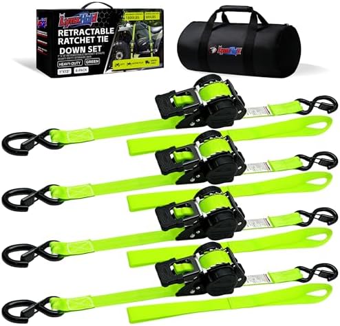 Retractable Ratchet Straps 1" x 13 Ft, 800 Lbs, 4 Pack by LYNXHOLD