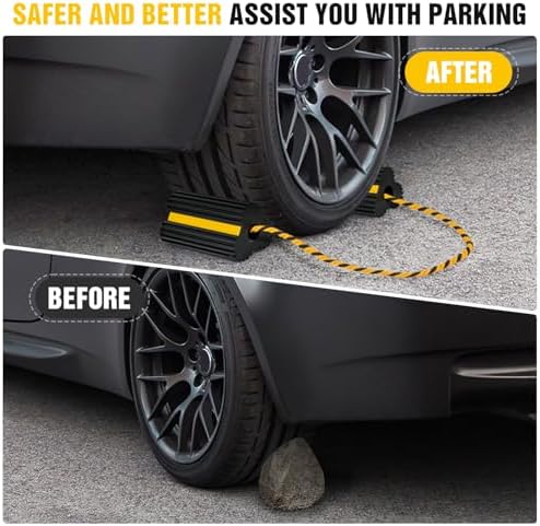 Nilight Wheel Chocks Rubber Yellow Reflective Strips 4 Pack - Image 7