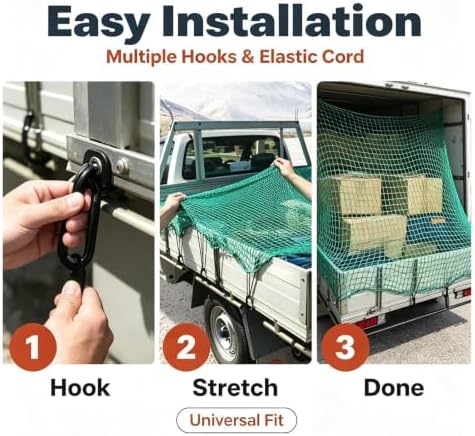 PE Trailer Cargo Net Elastic Mesh Cover Green - Image 7