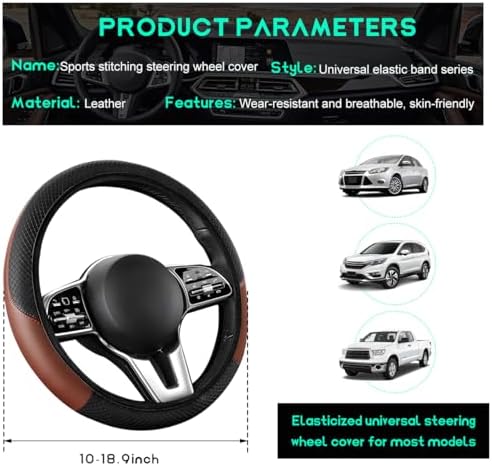 Car Steering Wheel Cover, 15 inch Carbon Fiber Microfiber Leather Elastic - Image 2