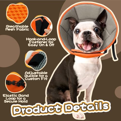 Allroaring Adjustable Dog Cone for Spay, Comfy Recovery Collar Orange L - Image 3