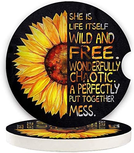 Car Coasters for Women 2 Pack, Ceramic Absorbent Cup Holders for Mother's Day by LogHog