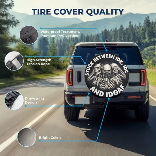 GENANY Skull Scary Art Halloween PVC Leather Spare Tire Cover Size 16 - Image 4