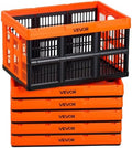 VEVOR Plastic Collapsible Storage Bins, 45L 6 Packs, Stackable Folding Storage by VEVOR