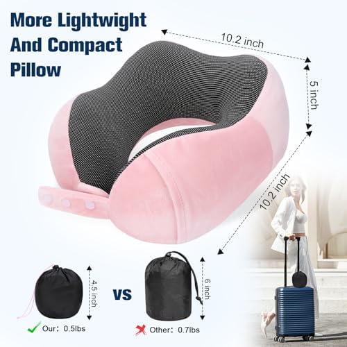 Cirorld Neck Pillow for Traveling, Travel Pillows for Airplanes Pink - Image 3