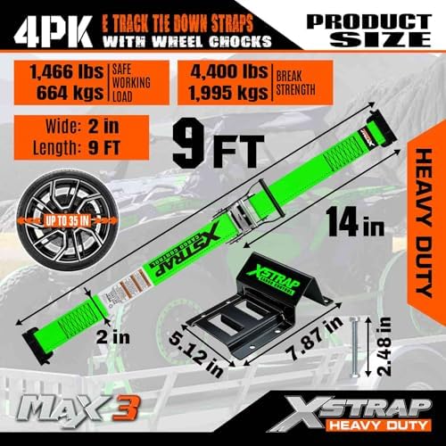XSTRAP STANDARD 4-PK Wheel Chock E-Track Tie Down Straps Kit - Image 3