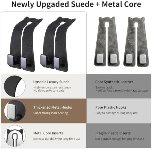 Amooca Car Headrest Hooks 4-Pack Suede Seat Organizer - Image 6
